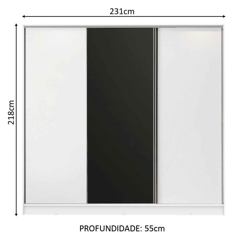 Ropero Closet Madesa Royale 3 Puertas Blanco/Negro.