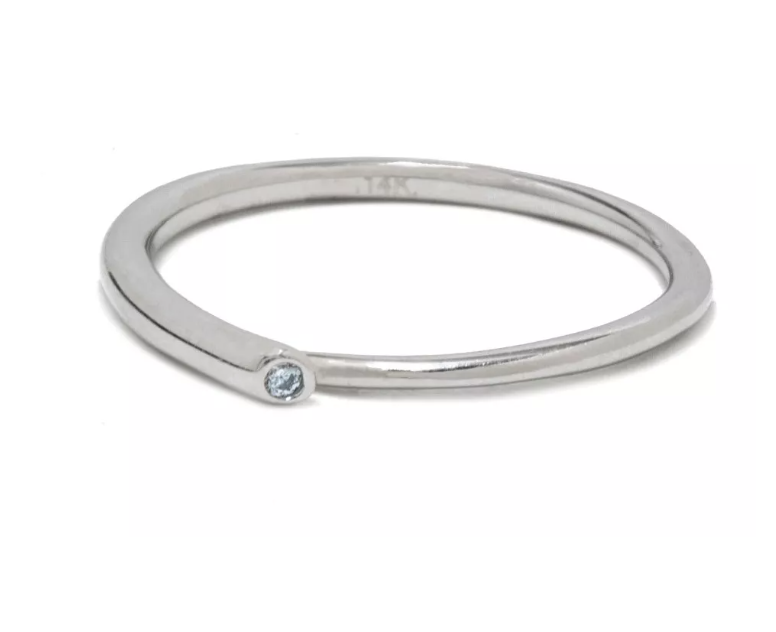 Anillo Oro Blanco Con Circonia Oro Italiano 14 Kilates. Oro Fino Joyería