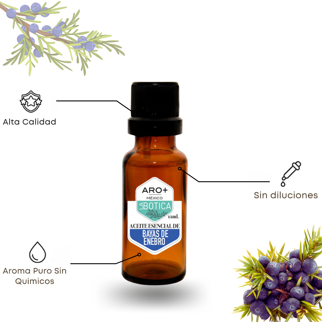 Aceite Esencial Bayas del Enebro 100% Puro, Uso Terapéutico, Aromaterapia
