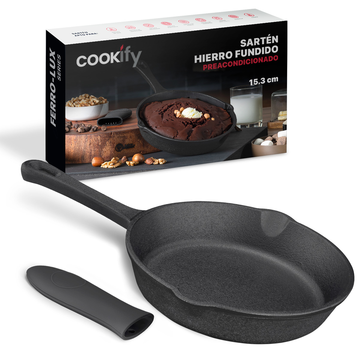 Sartén con Antiadherente de Hierro Fundido 15.3 cm Comal Negro Cookify.