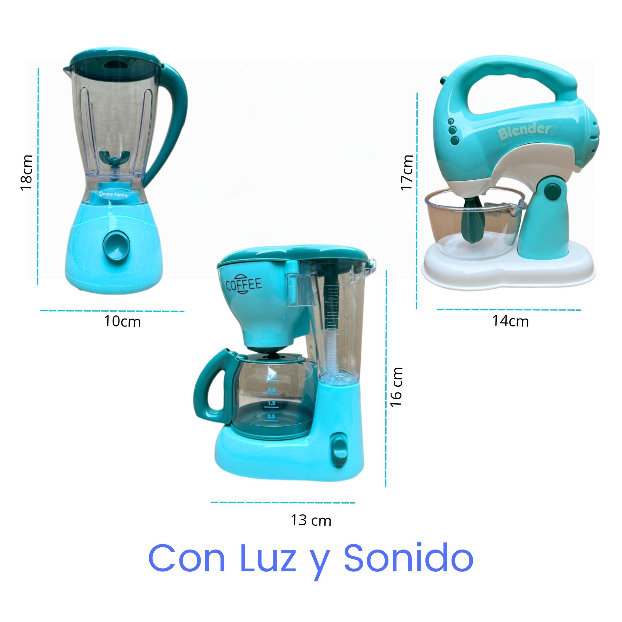 Juego de Cocinita Electrodomésticos de Juguete Para Niños Cafetera Batidora Licuadora.