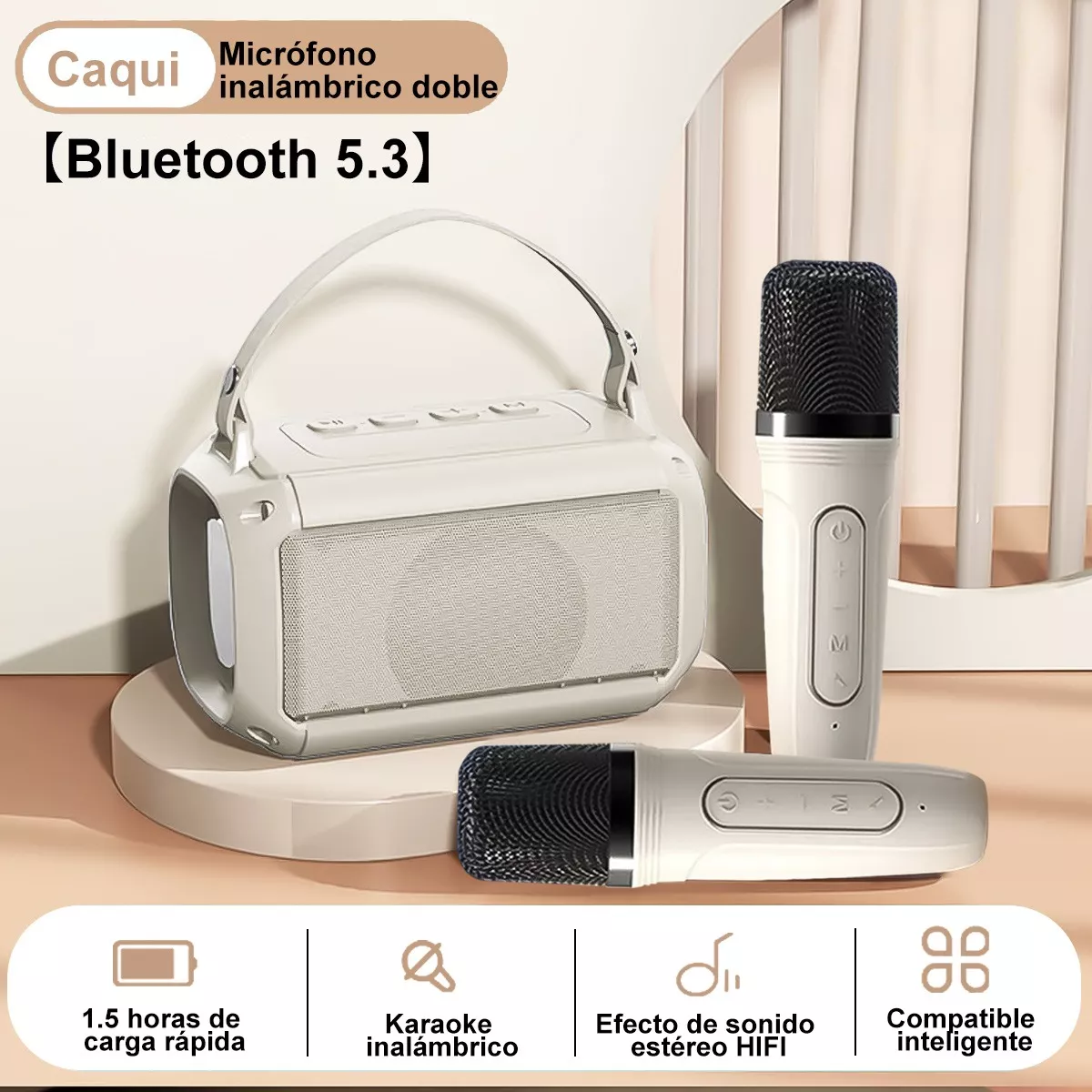 Bocina Bluetooth De Karaoke Con Dos Micrófonos Inalámbricos