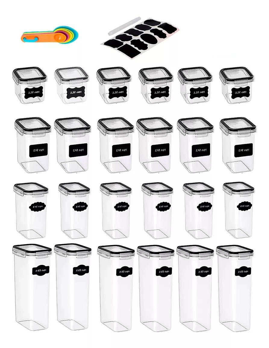 Juego de 24 recipientes herméticos, MDFitness, Organizadores de cocina, Recipientes herméticos para almacenar, Contenedores para alimentos, Contenedores organizadores, Organizador alacena, Kitchen