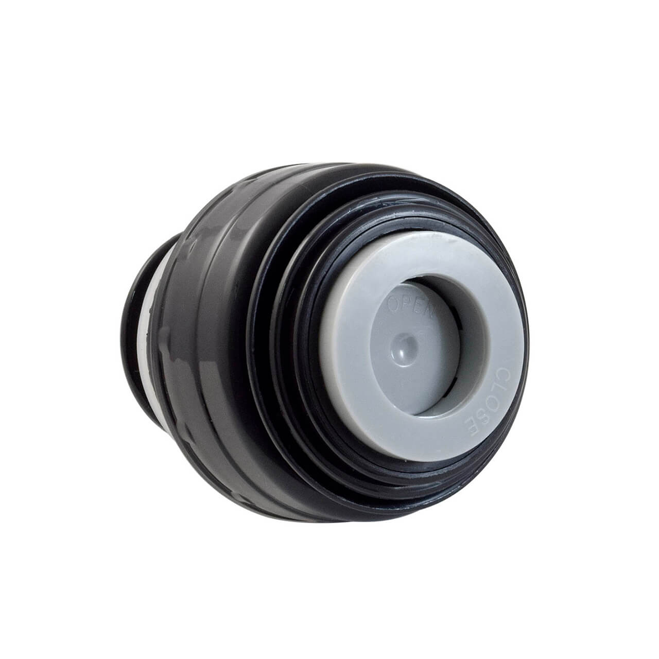 Termo acero inoxidable con válvula antiderrames, 500 ml, negro martillado.