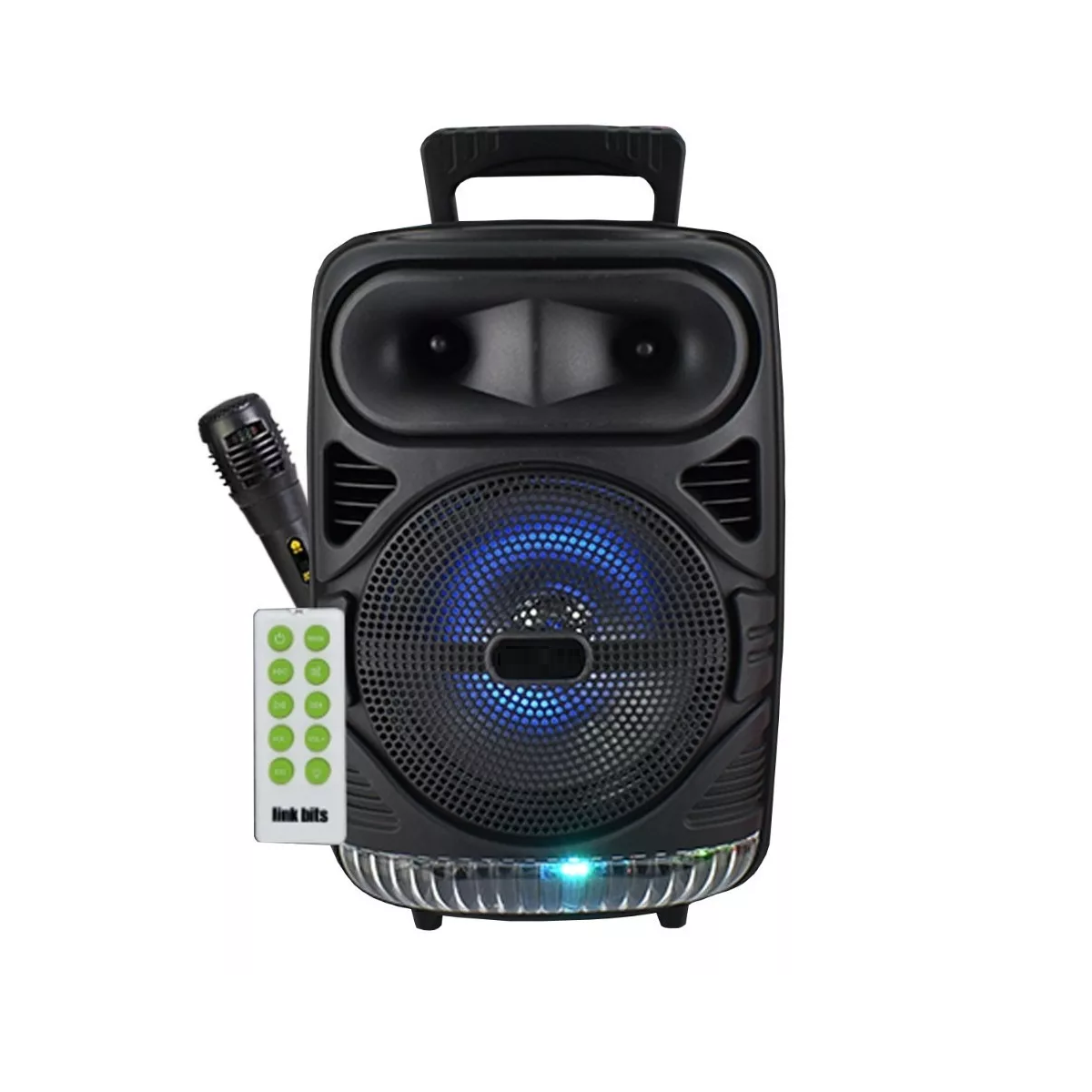 Bocina Bluetooth Grande Luz Led Microfono Tws 8 PuLG Control negro