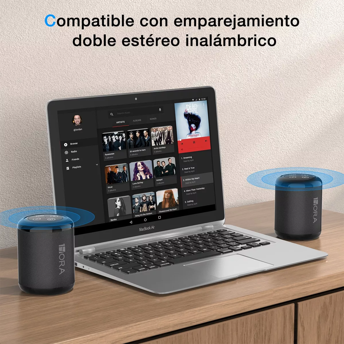 1hora Mini Bocina Portátil Bluetooth Inalámbrica Altavoz Sd negro