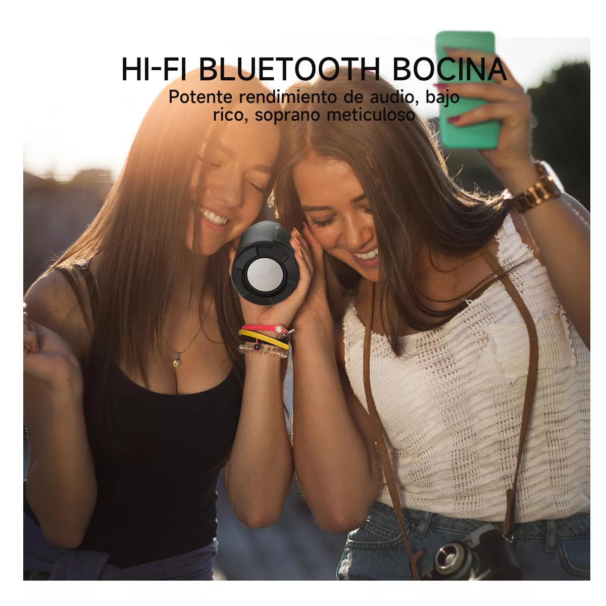 1hora Mini Bocina Portátil Bluetooth Inalámbrica Altavoz Sd negro