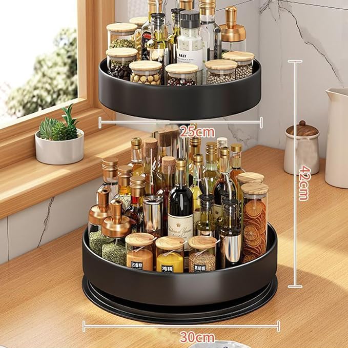 Organizador de metal giratorio de doble nivel para la cocina