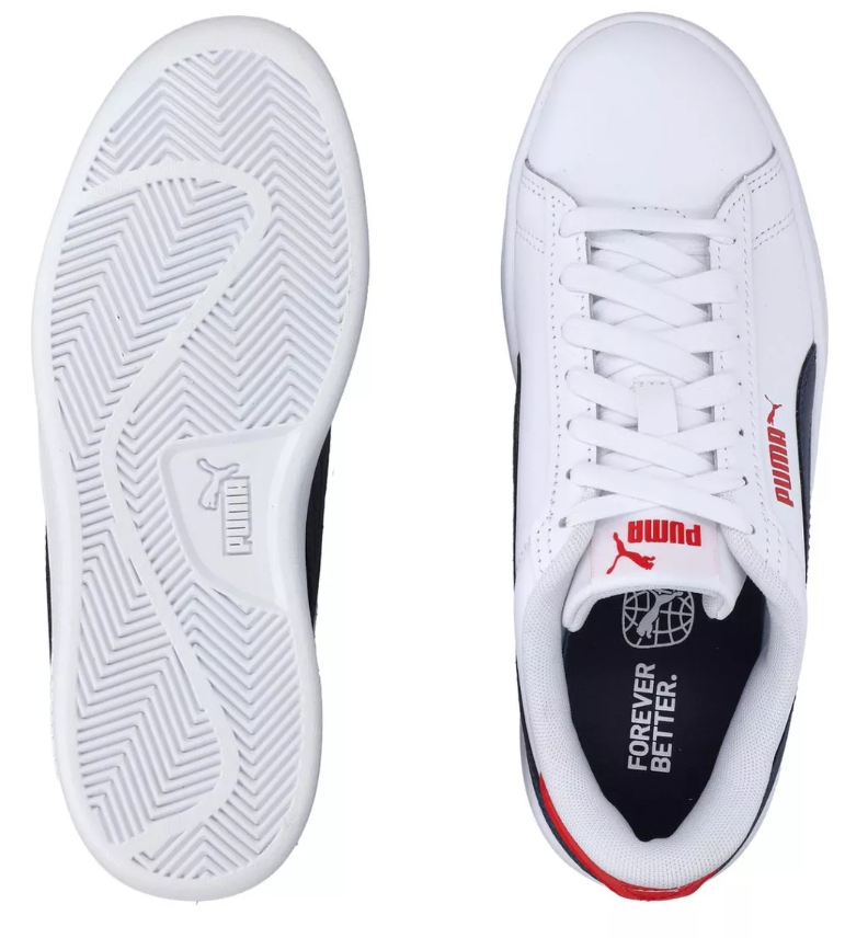 Tenis Casual Puma Smash 3.0 Color Blanco/Azul Para Niño