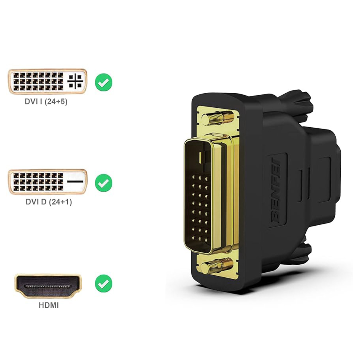 Adaptador DVI-I DVI-D Digital Macho a HDMI Hembra.