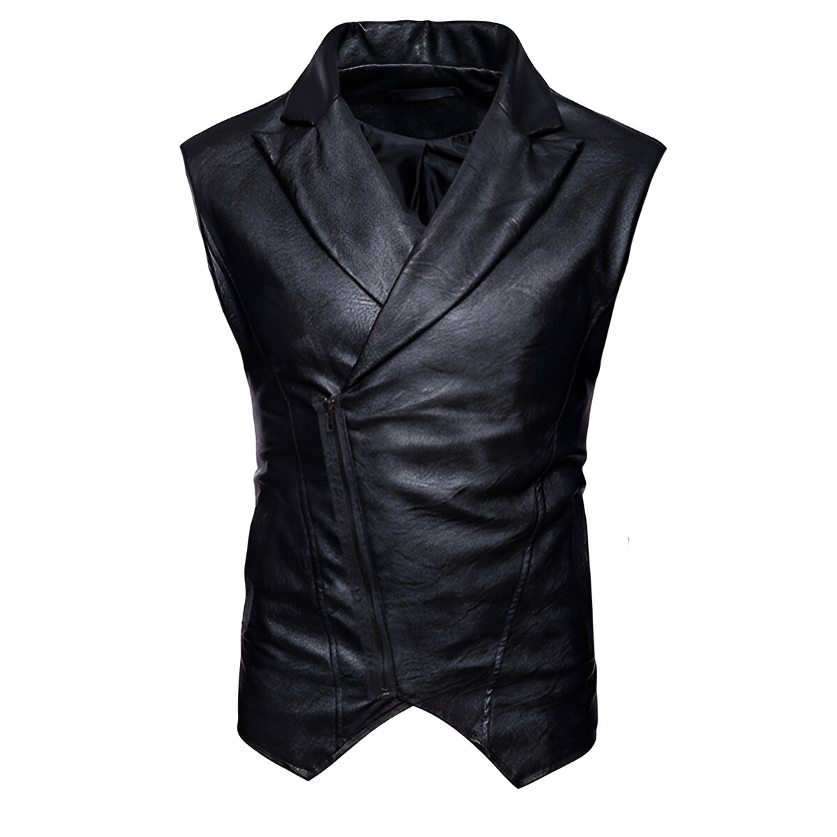Chaleco De Piel Rockero Cruzado Hombre Tipo Saco Biker Dc5.
