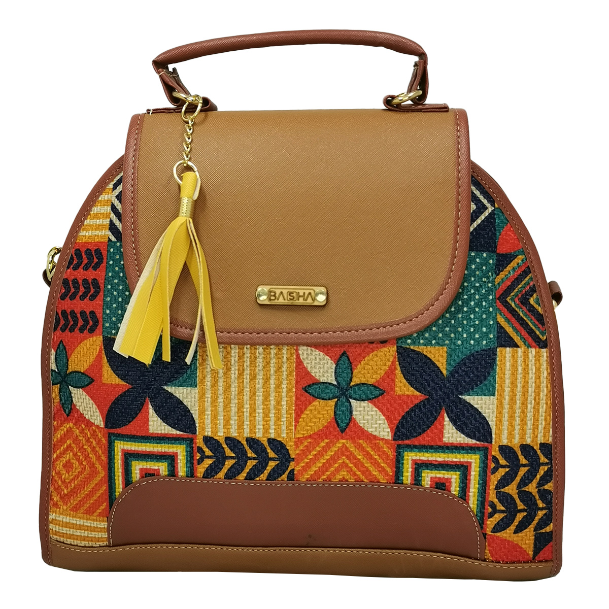 Mochila de Hombro para Mujer, Artesanal, de Yute, Modelo Mochila Cafe Cuadros