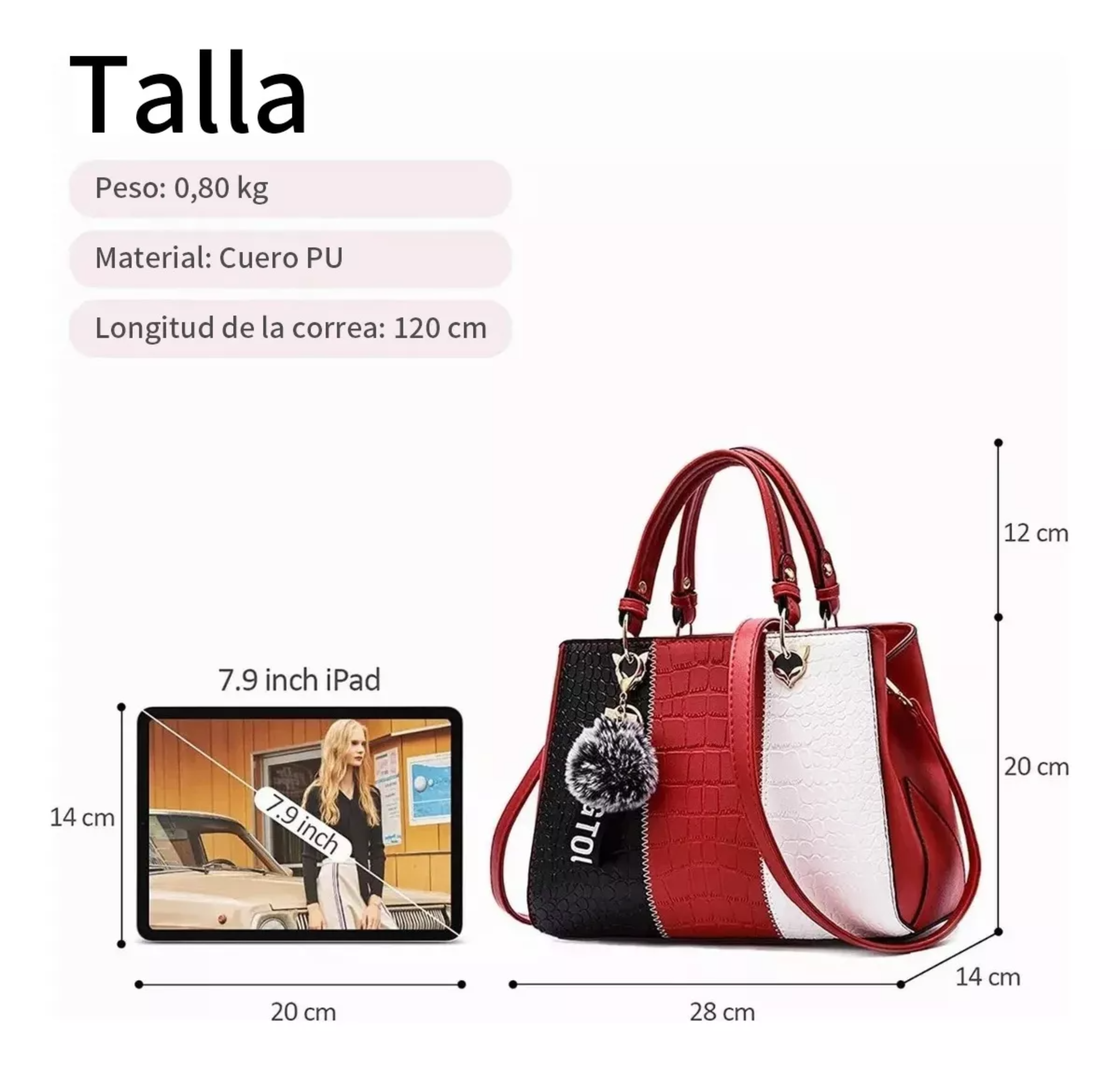 Bolsa Mujer Dama Elegante Hombro Oblicuo Portátil 3 En 1