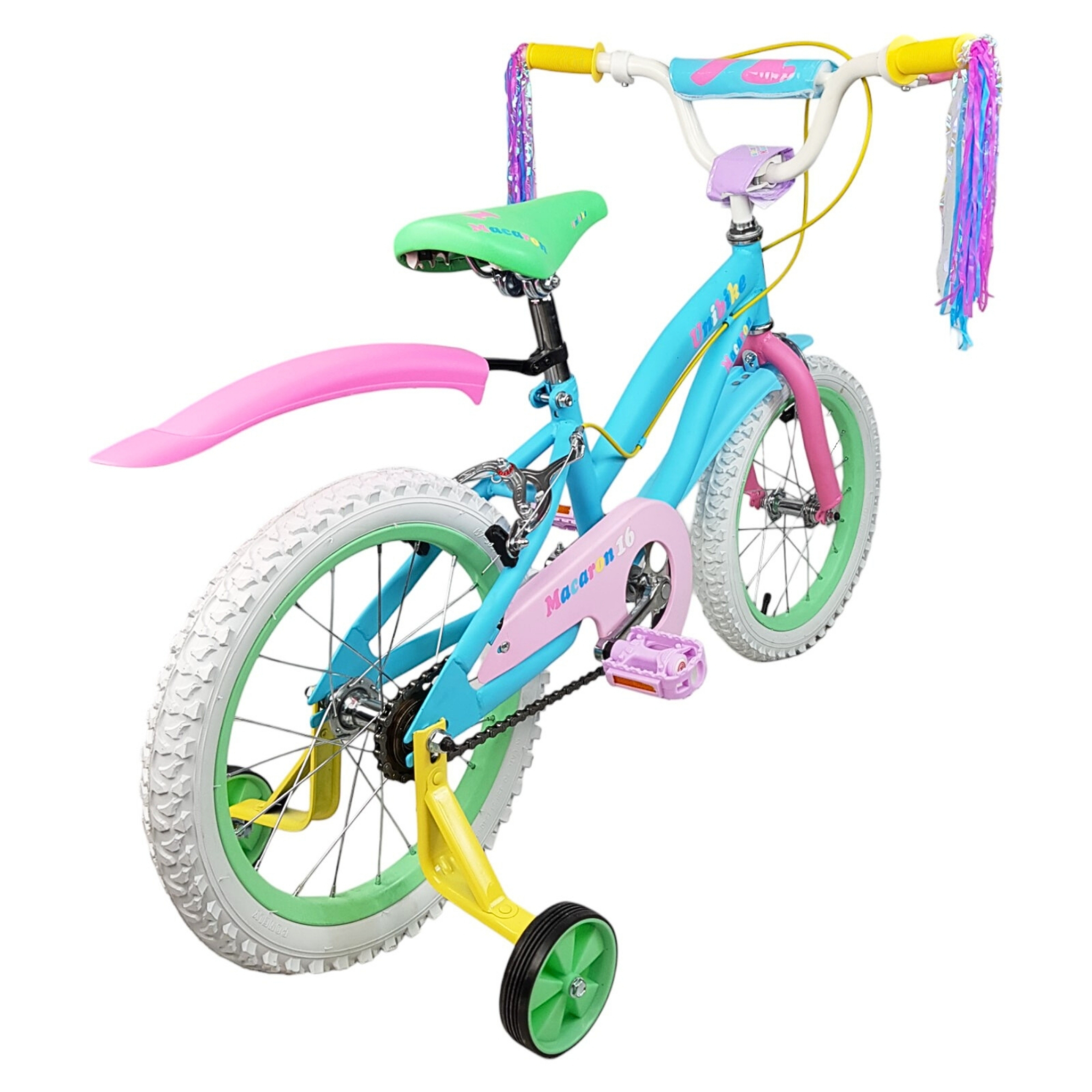 Bicicleta para Niñas R16 Llantas Aire y Entrenamiento Macaron Multicolor.