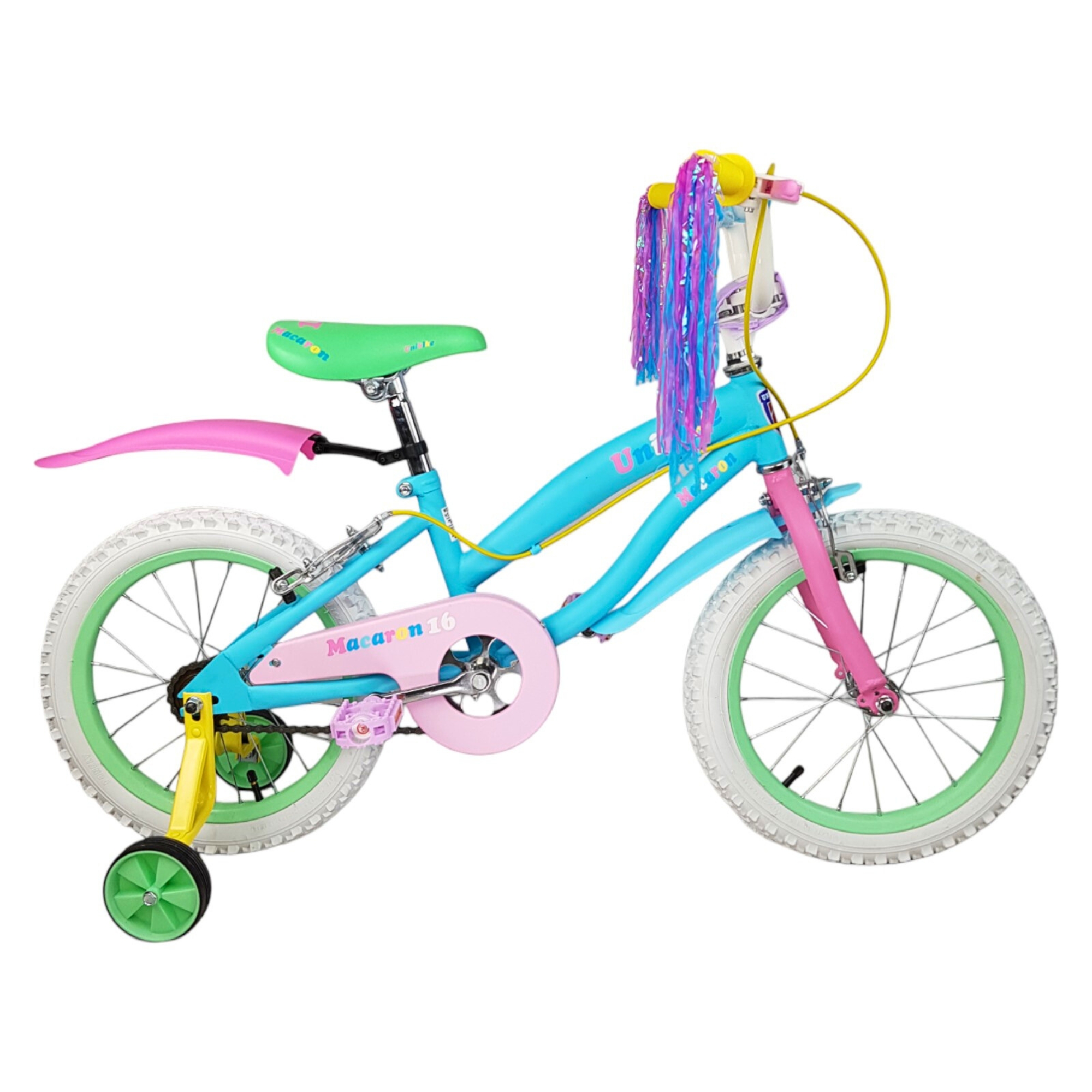Bicicleta para Niñas R16 Llantas Aire y Entrenamiento Macaron Multicolor.