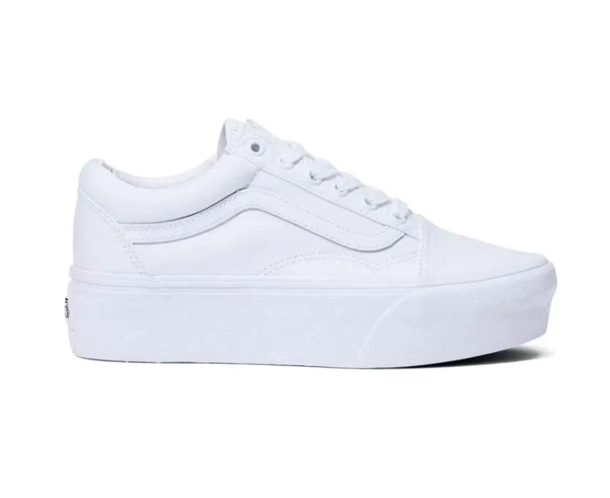 Tenis Casual Vans Old Skool Stac Plataforma Color Blanco Para Mujer.