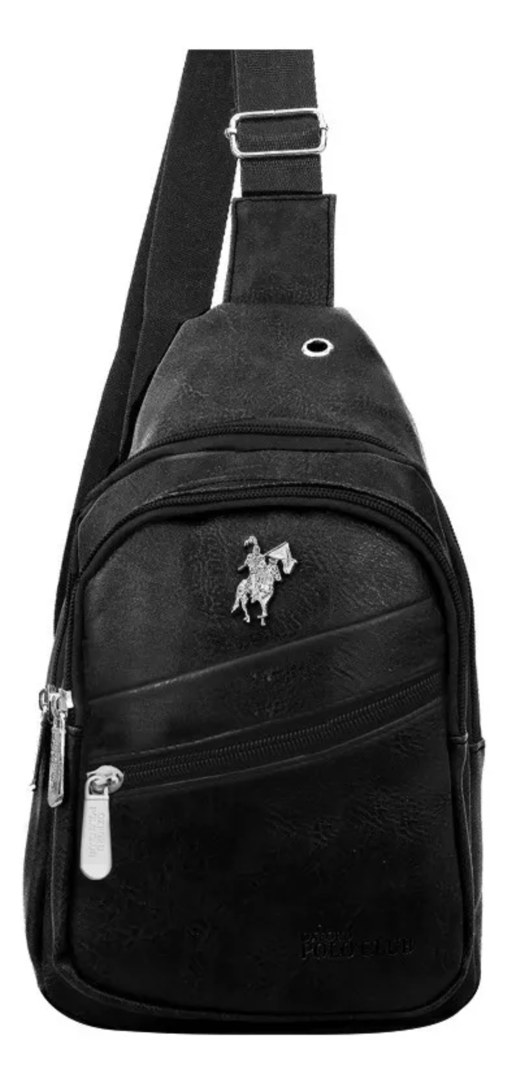 Bolsa Mariconera Polo Opy013 De Vinipiel Negra Asas Color Negro