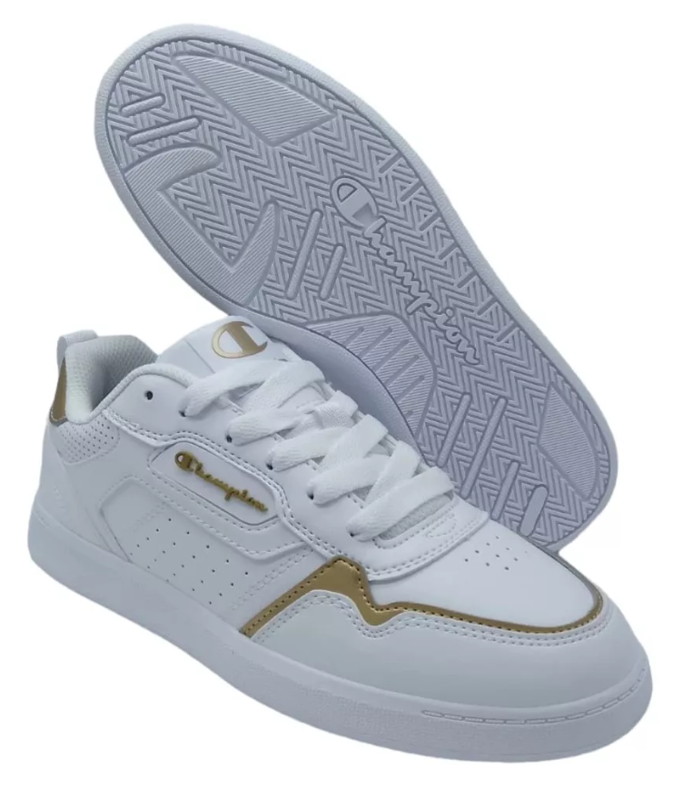 Tenis Casual Champion Lore Color Blanco/Dorado Para Mujer.