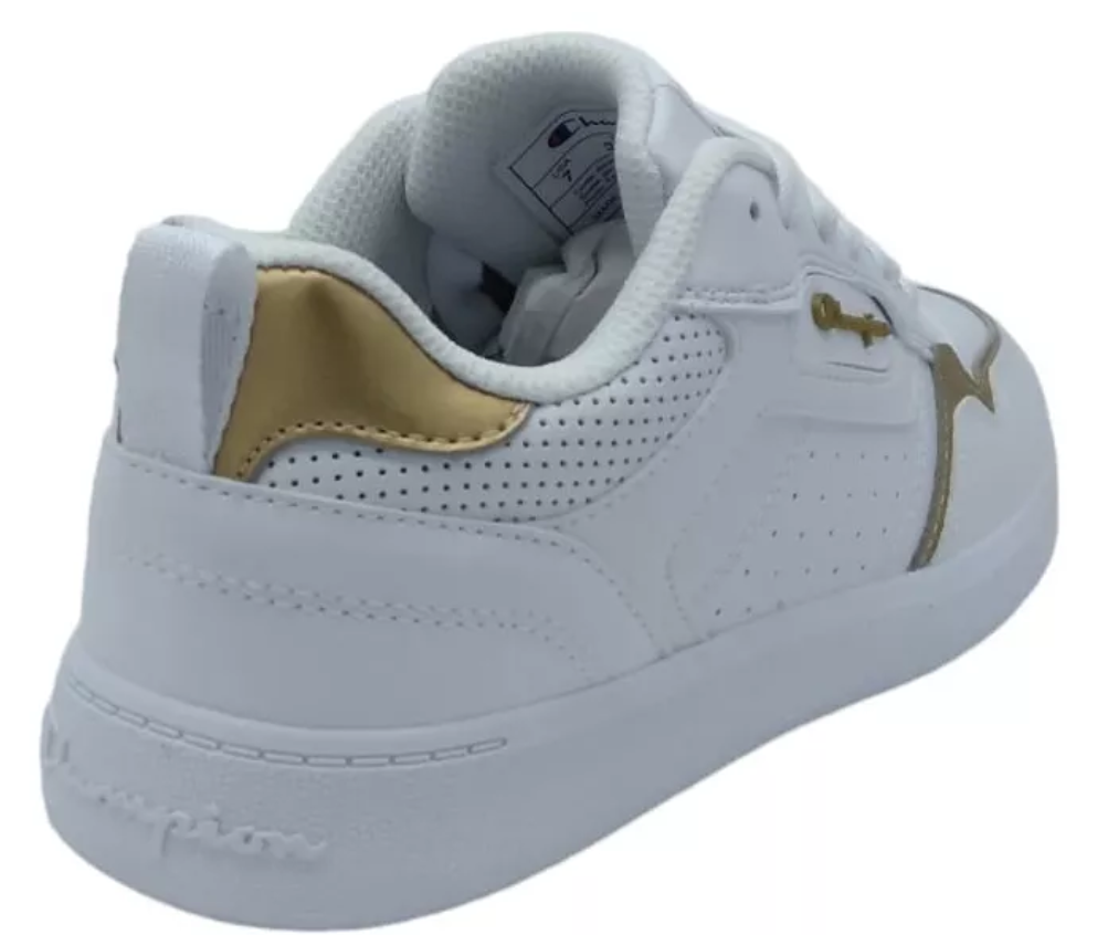 Tenis Casual Champion Lore Color Blanco/Dorado Para Mujer.