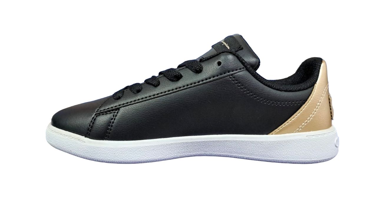 Tenis Casual Champion Pure Color Negro/Dorado Para Mujer