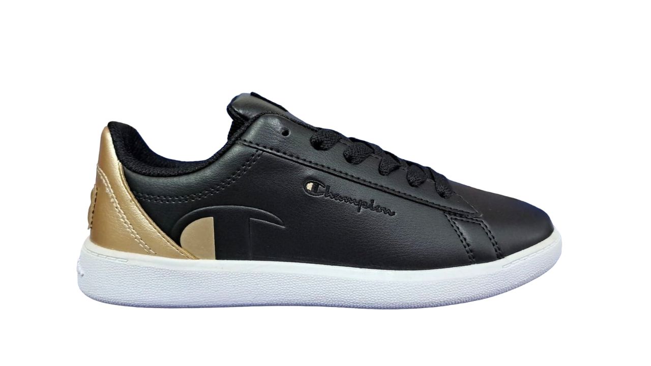 Tenis Casual Champion Pure Color Negro/Dorado Para Mujer