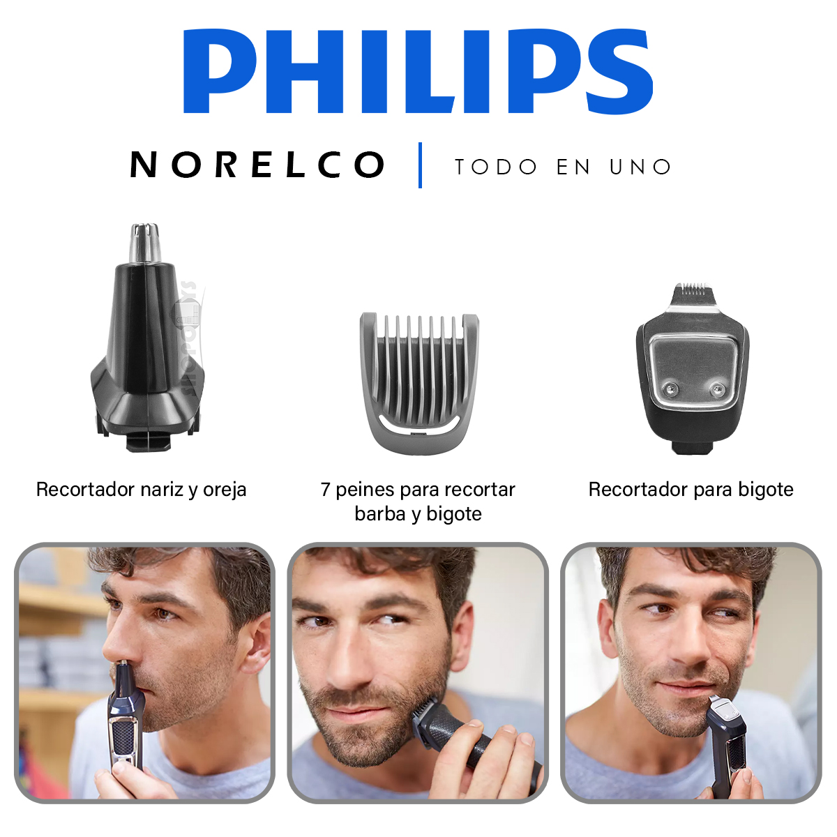 Máquina Recortadora Philips Norelco Barba Bigote Delineadora Nasal Original
