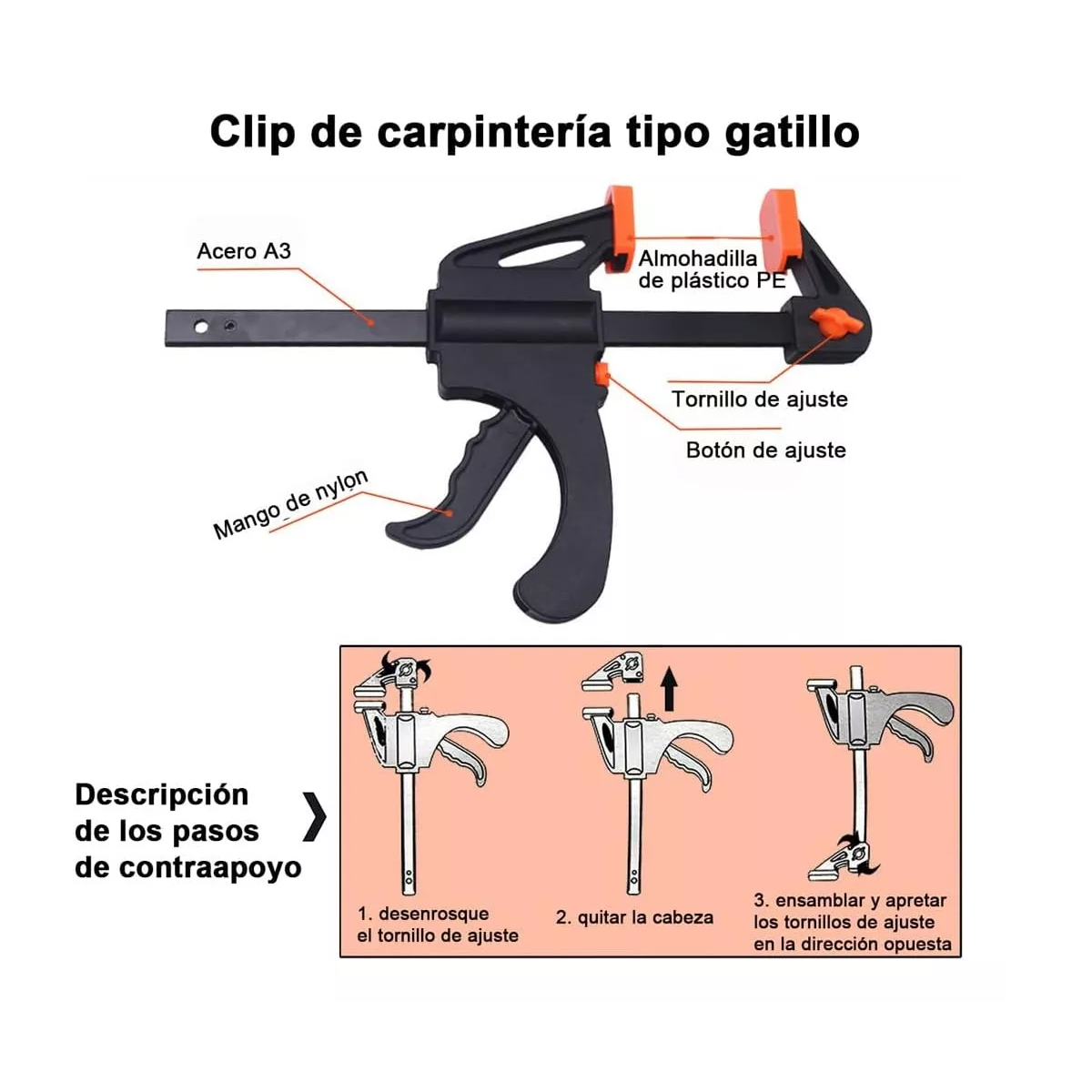 Kit 6in Pinzas De Presion Para Carpintería 6 Piezas