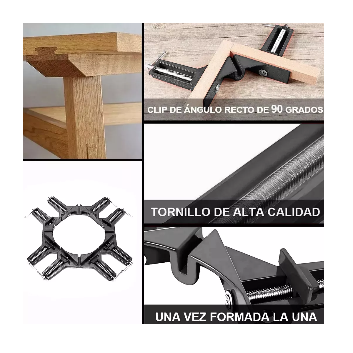 Set Prensa Esquinera Carpinteria 90 Grados Herreria 4pcs Negro