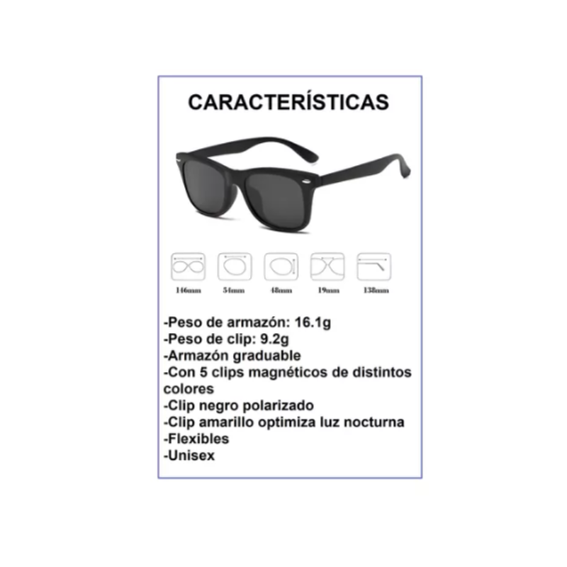 Lentes Oftálmicos 5 Micas Intercambiables Magneticos.