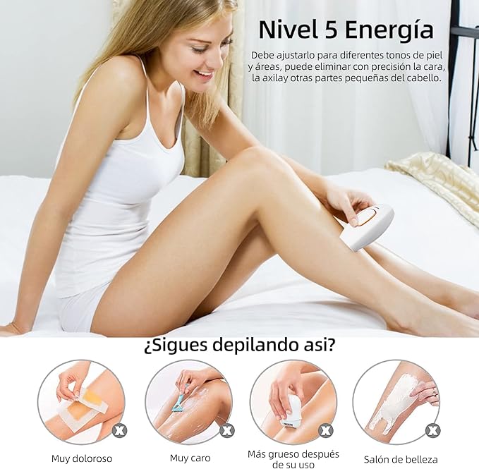 A Yostyle IPL Depiladora de Luz Pulsada, Flashes Depilación Láser para Mujeres, 5 Nivel de Energía, Sistemas de Depilación Dispositivo Profesional Indolora, para Piernas, Cara, Cuerpo, Línea de Bikini