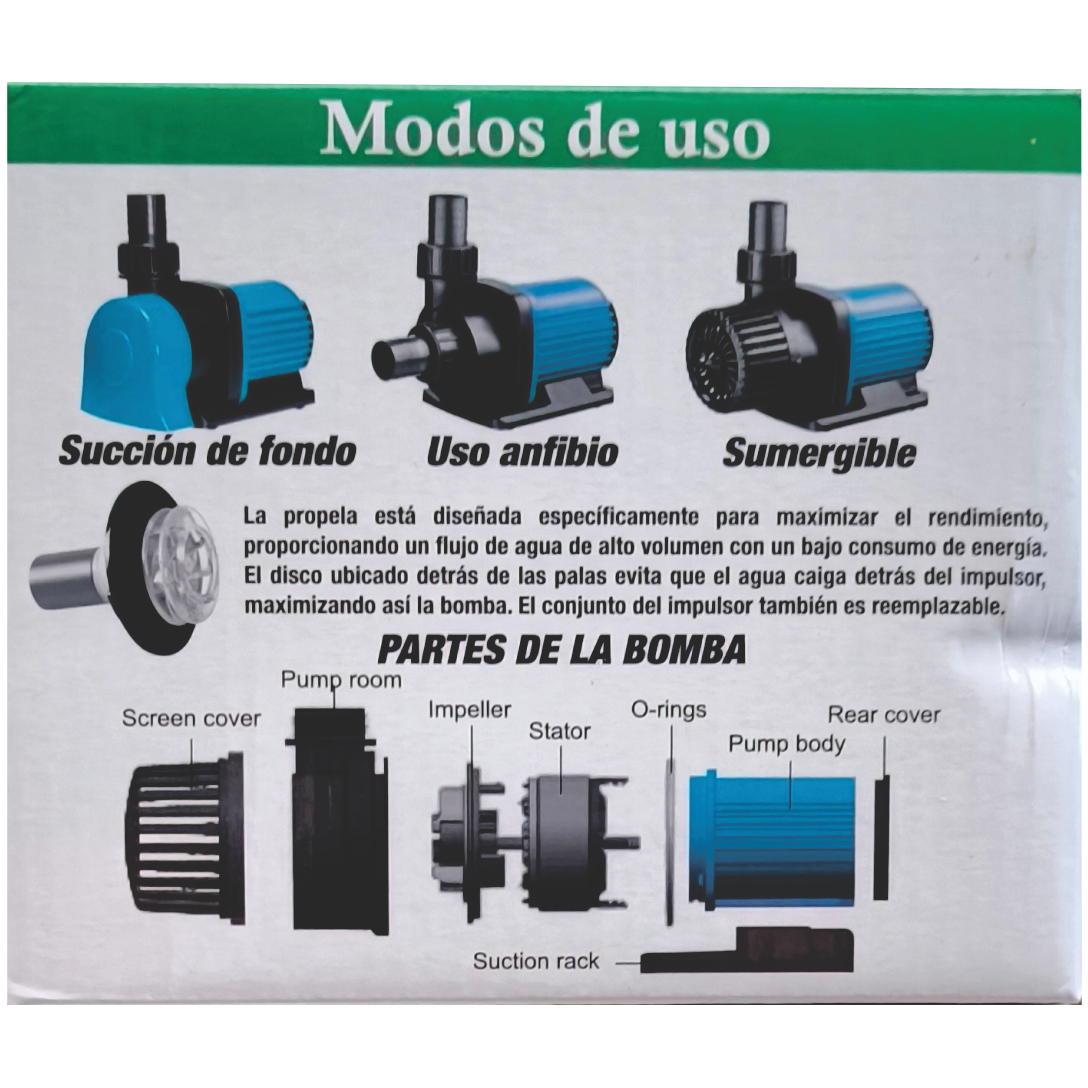 Bomba Agua Sumergible Anfibia Acuario Fuente Estanque Hidroponía 