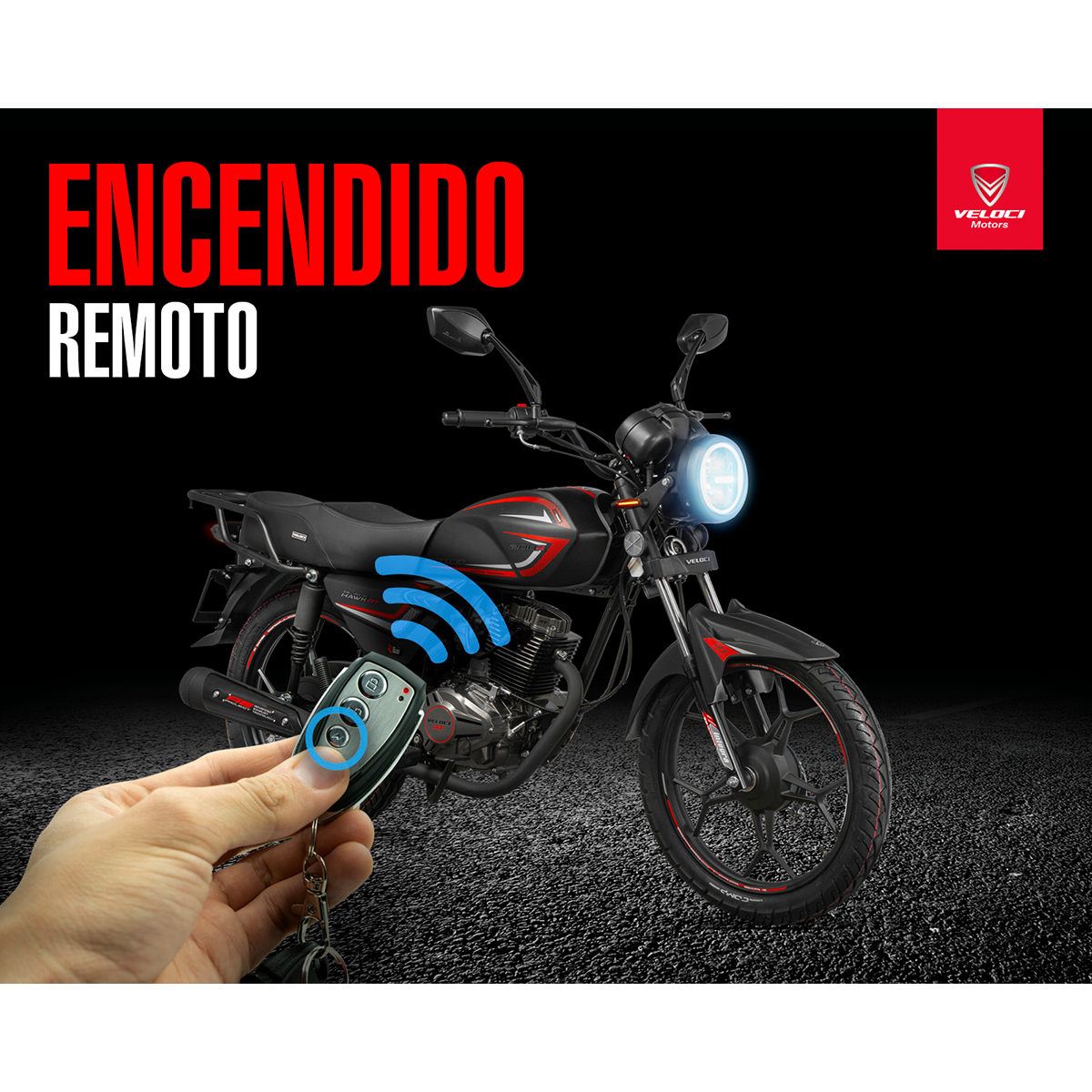 Motocicleta Veloci Balck Hawk RT 200 CC Negro 2024.