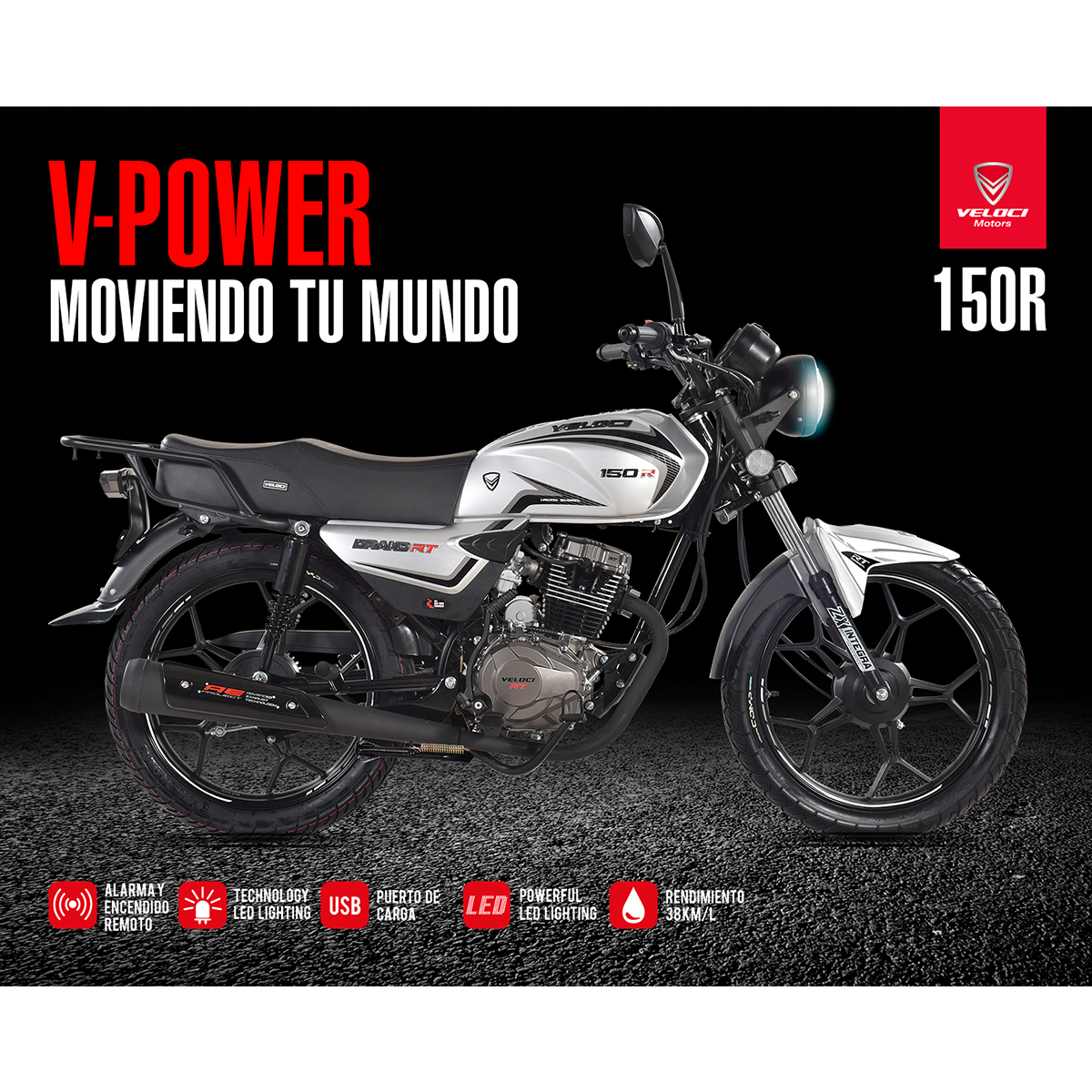 Motocicleta Veloci Drako RT 150 CC Plata 2024