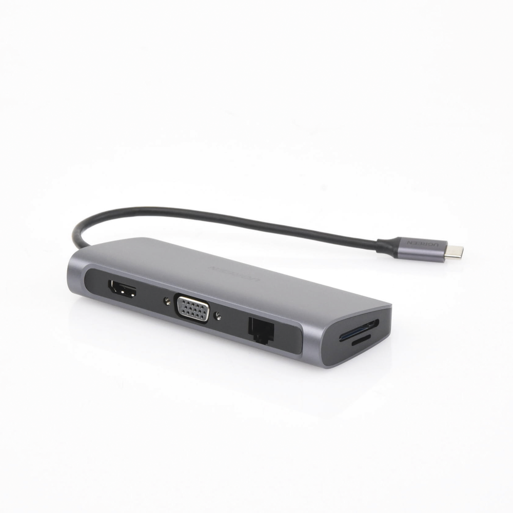 UGREEN Hub USB C 10 en 1, 3 USB-A 3.0 | USB-C PD Carga 100W | HDMI 4K@30Hz | RJ45 (Gigabit Ethernet) | VGA | Lector Tarjeta SD + Micro SD.