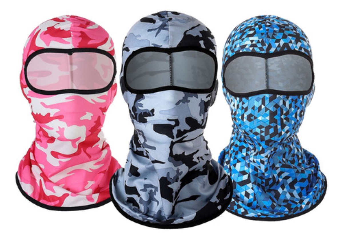 "3pz Balaclava Pasamontañas Camuflaje Militar Táctico Bandana, Gris, Rosa y Azul "