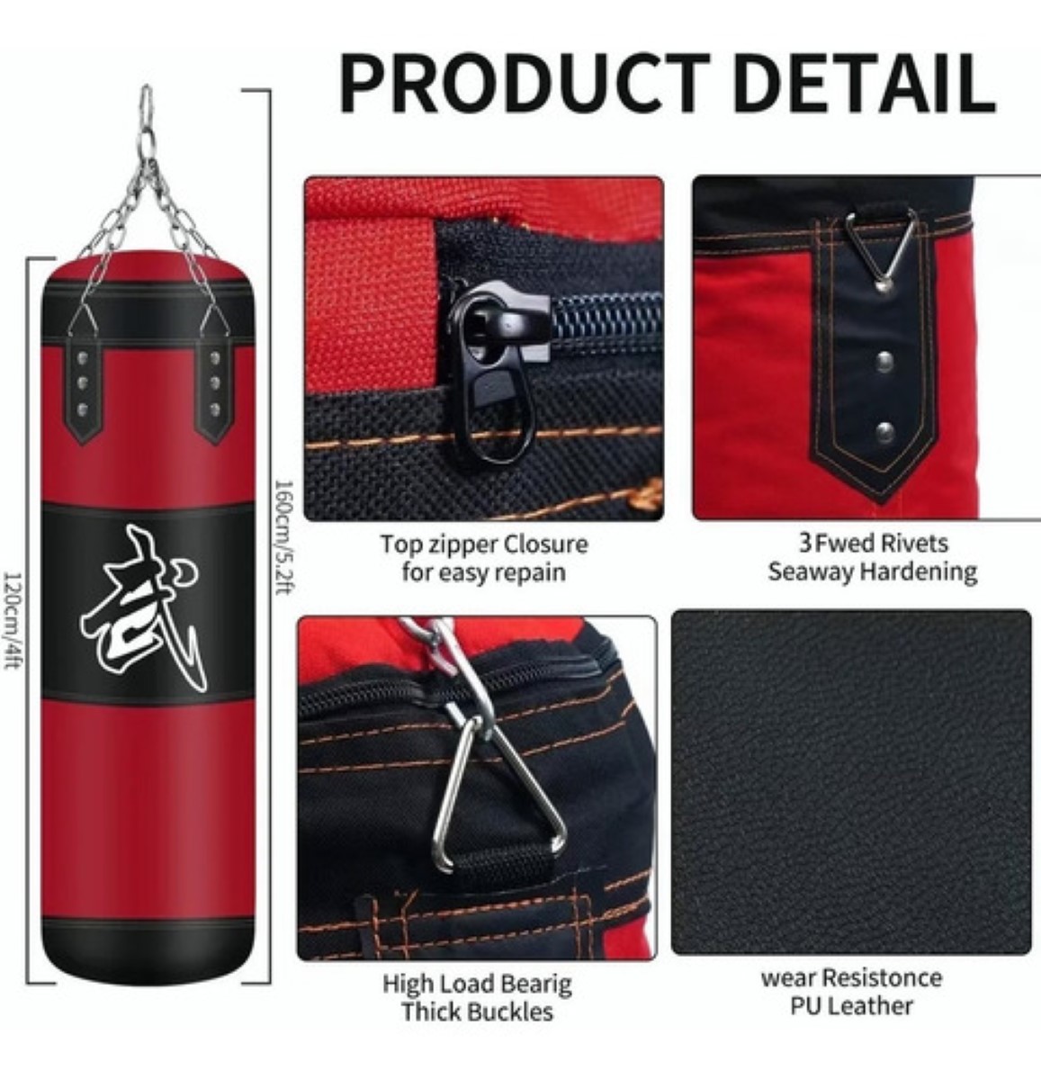 "Saco Bolsa Boxeo 120 Cm Saco De Boxeo Deportivo Profesional negro "