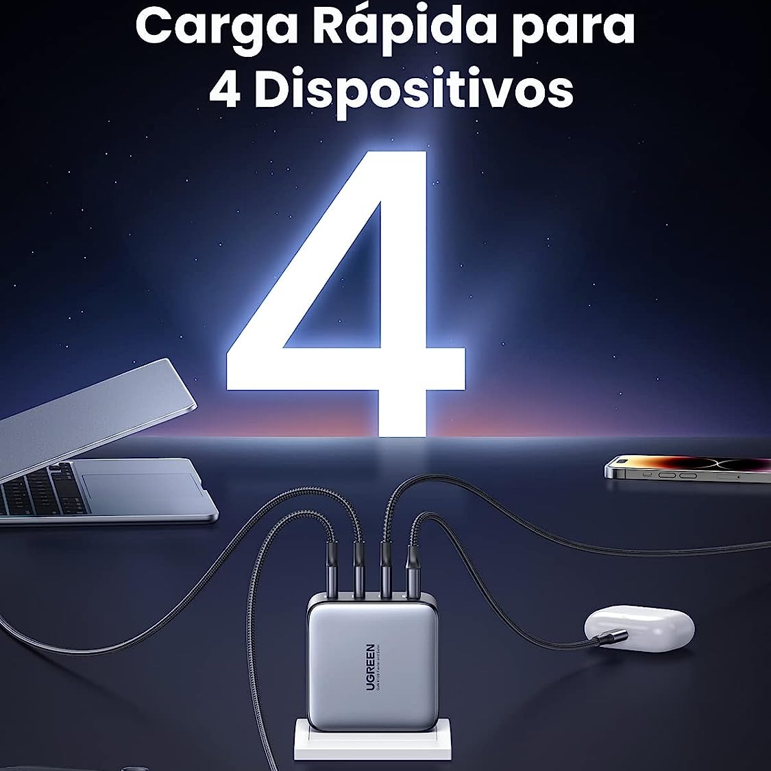 UGREEN GaN X 100W Cargador USB C GAN con 4 Puertos