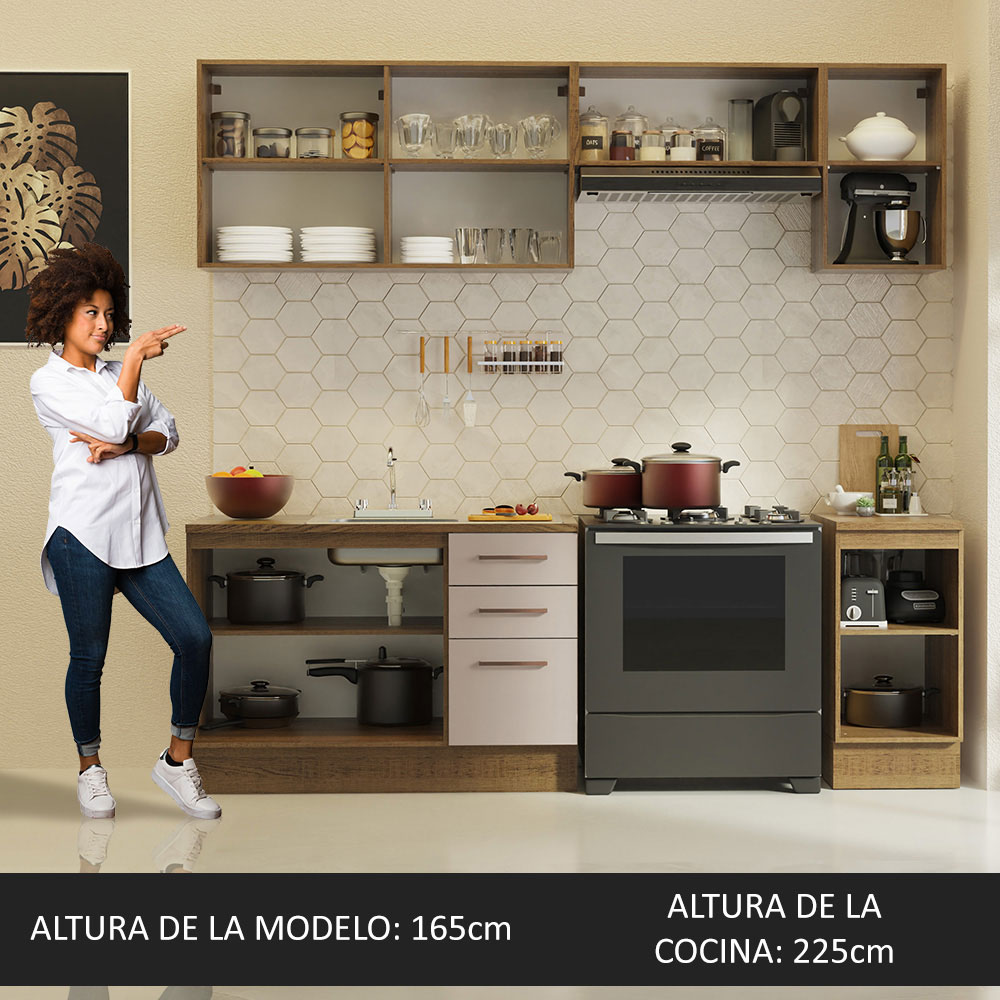 Cocina Integral Modular Luna Madesa 240cm con Acessorios MC.