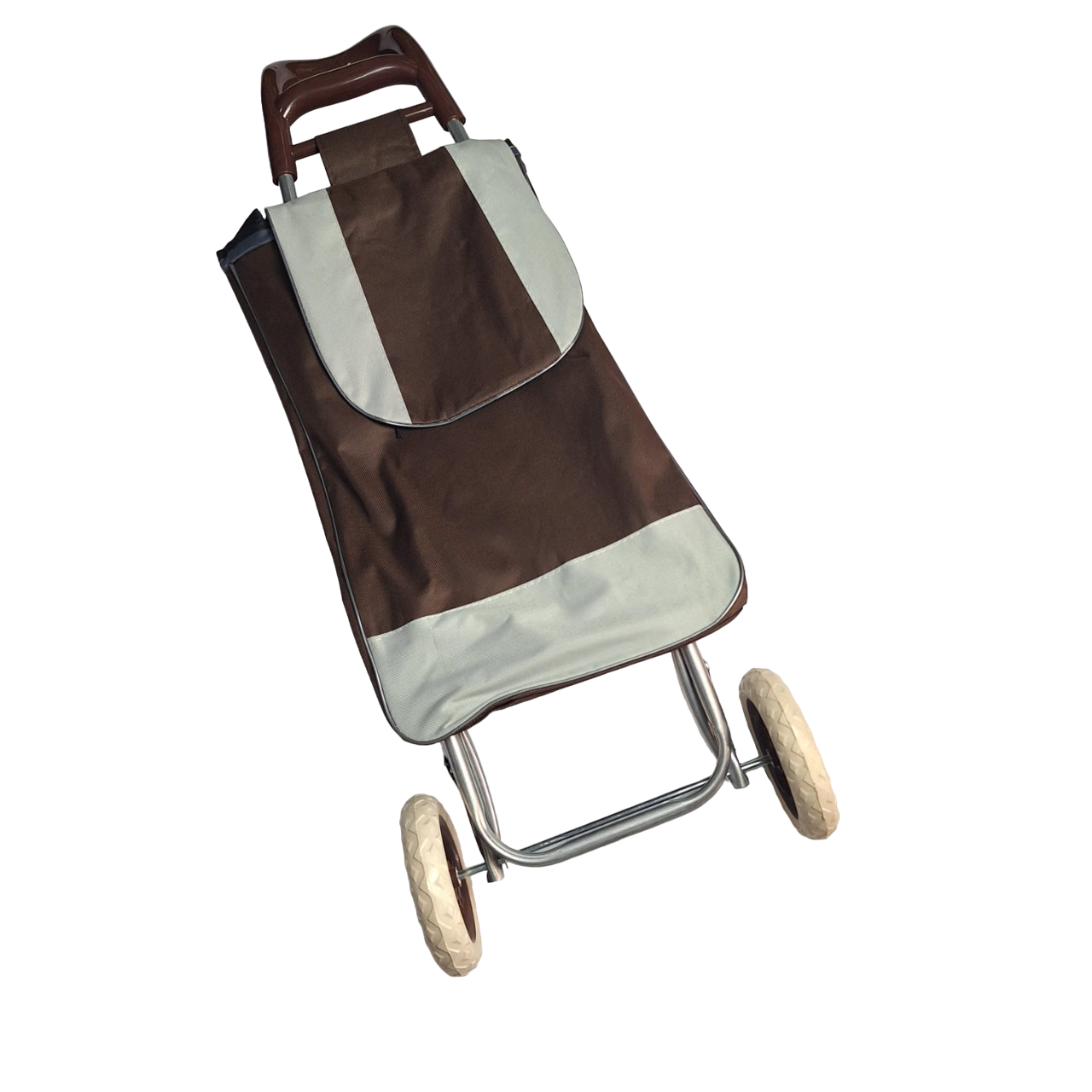 Carrito Plegable Para Compras Mandado Bolsa Resistente Color Marrón