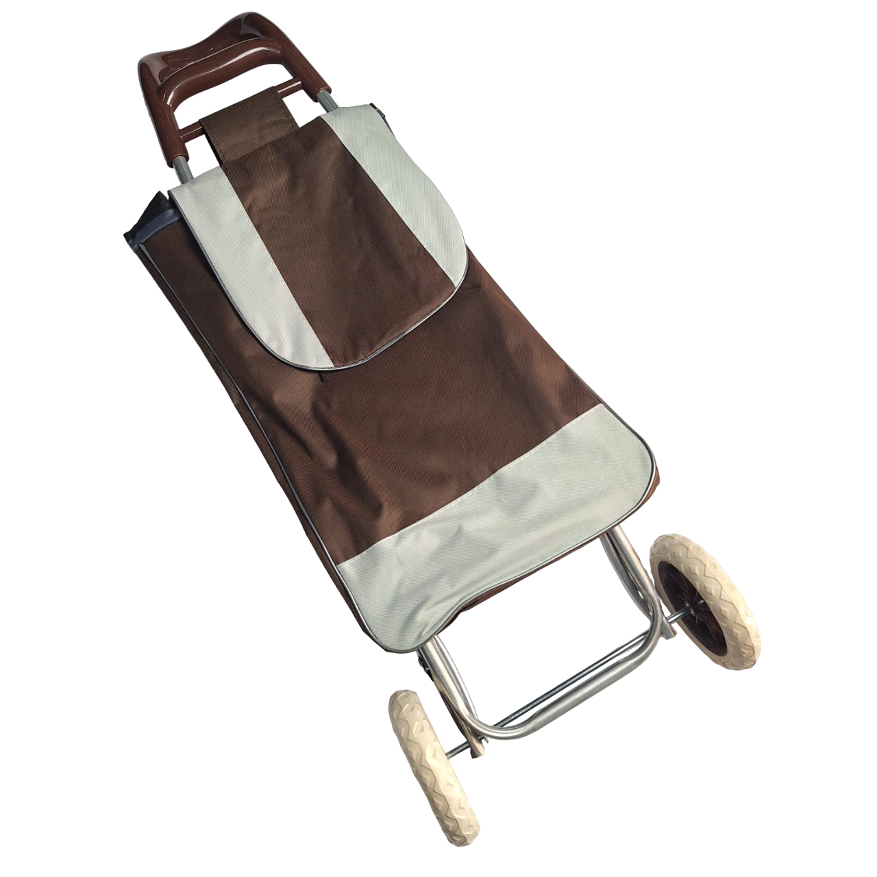 Carrito Plegable Para Compras Mandado Bolsa Resistente Color Marrón