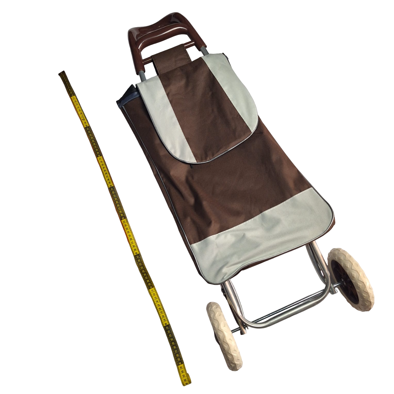 Carrito Plegable Para Compras Mandado Bolsa Resistente Color Marrón