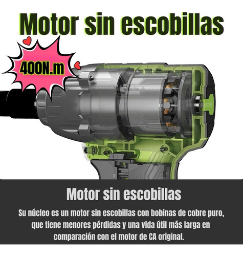 Pistola Impacto Llave Inalámbrica, 2 Batería,taladro,desator