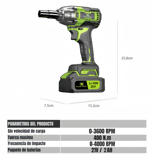 Pistola Impacto Llave Inalámbrica, 2 Batería,taladro,desator
