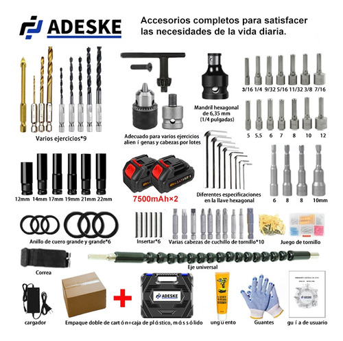 Llave De Impacto Inalambrico Pistola Taladro Recargable Kit