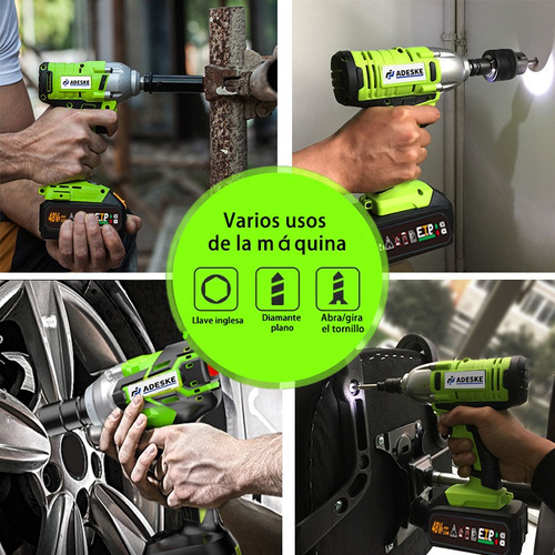 Llave De Impacto Inalambrico Pistola Taladro Recargable Kit