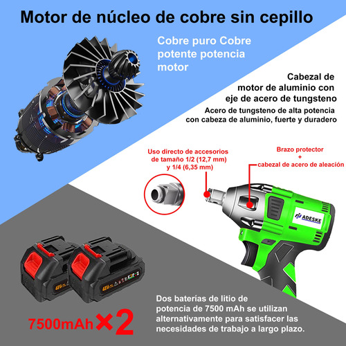 Llave De Impacto Inalambrico Pistola Taladro Recargable Kit