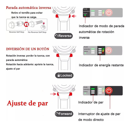 Llave De Impacto Inalambrico Pistola Taladro Recargable Kit