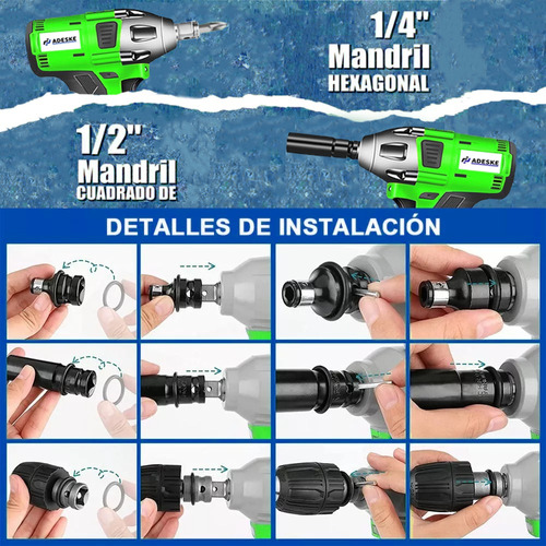 Llave De Impacto Inalambrico Pistola Taladro Recargable Kit