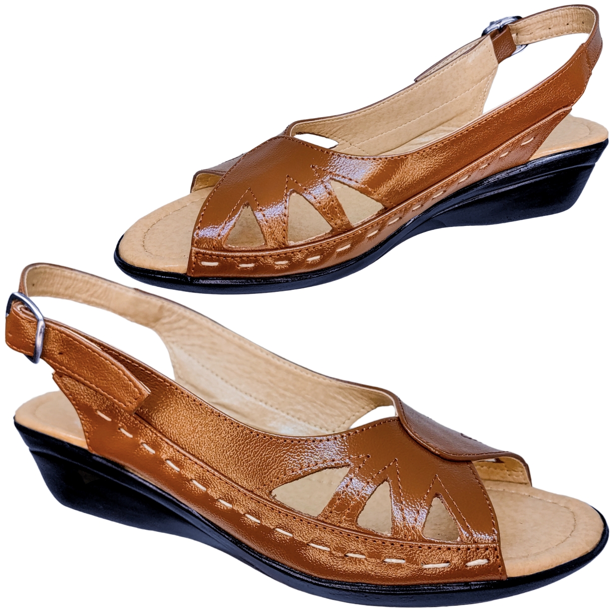 Sandalias de Mujer en Piel Vacuno Casual con Hebilla