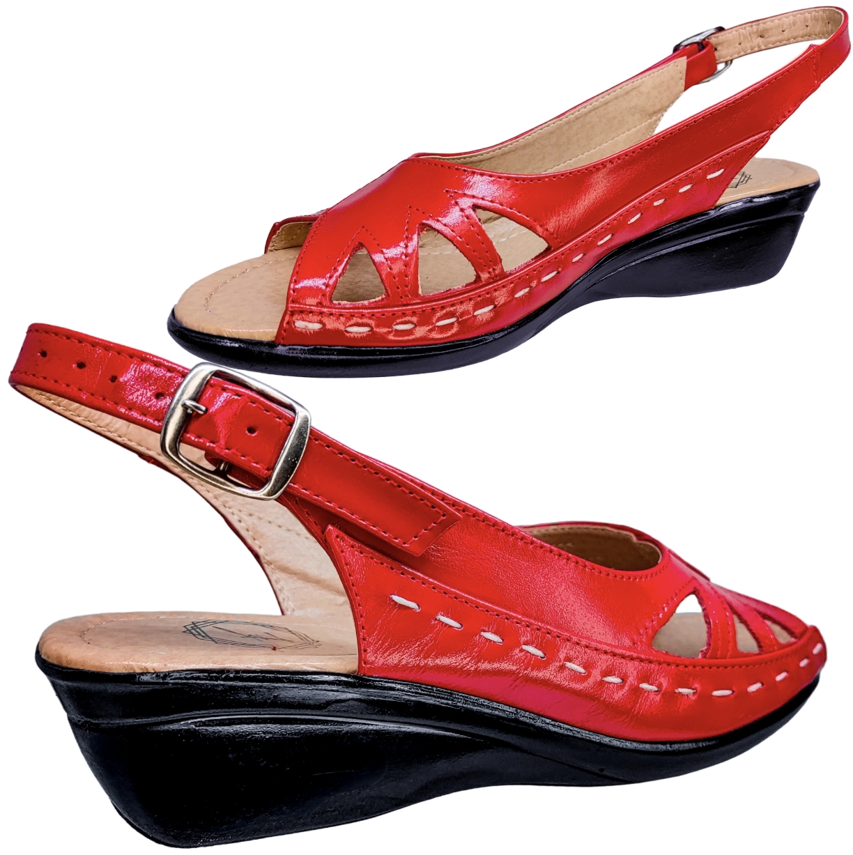 Sandalias de Mujer en Piel Vacuno Casual con Hebilla